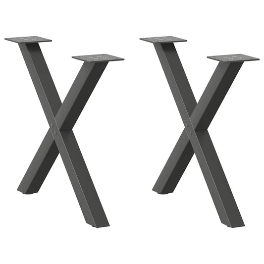 vidaXL Coffee Table Legs X-Shaped 2 pcs Anthracite 60x(42-43) cm Steel