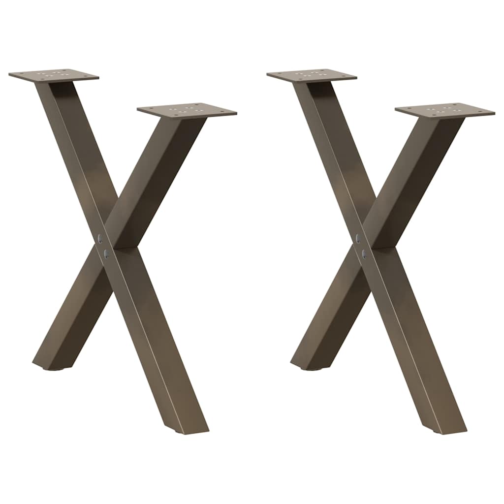 vidaXL Coffee Table Legs X-Shaped 2 pcs Natural Steel 60x(42-43) cm Steel