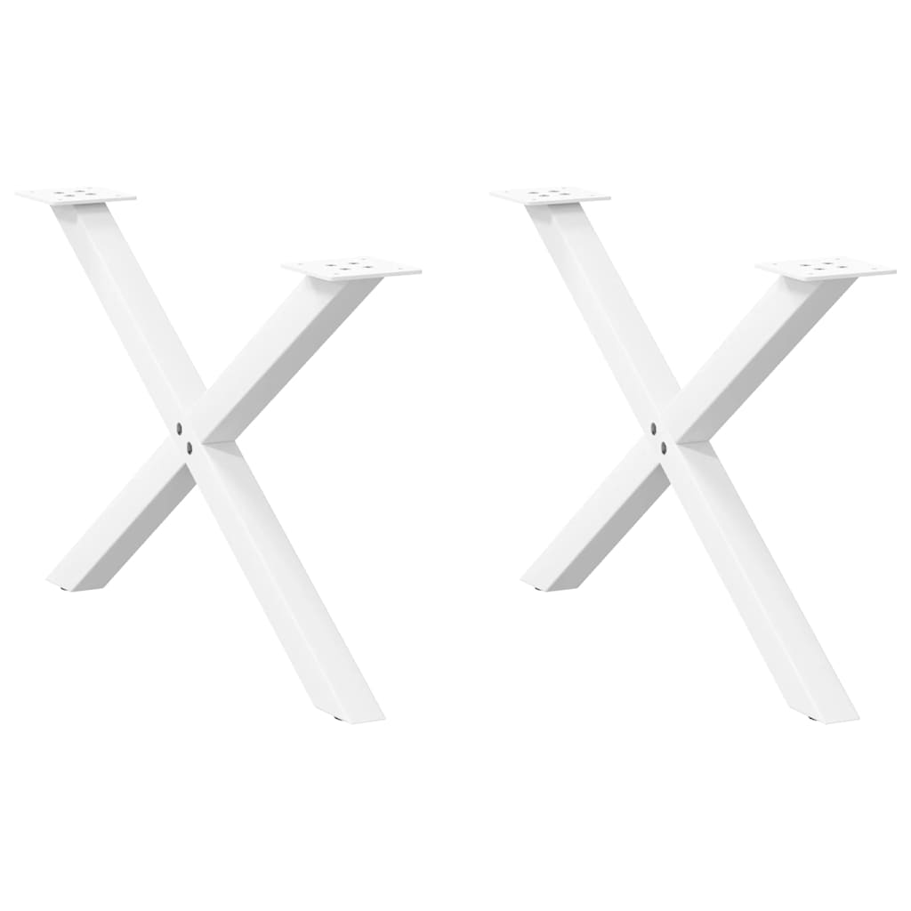vidaXL Coffee Table Legs X-Shaped 2 pcs White 70x(42-43) cm Steel