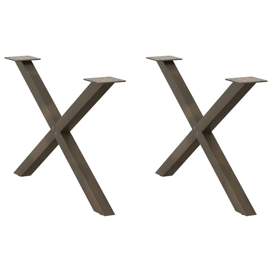 vidaXL Coffee Table Legs X-Shaped 2 pcs Natural Steel 70x(42-43) cm Steel
