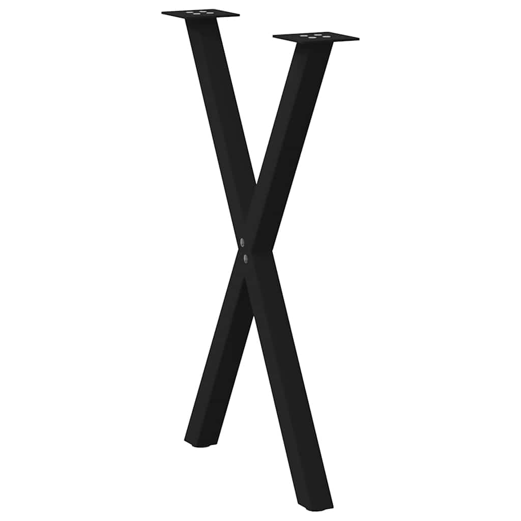 vidaXL Dining Table Legs X-Shaped 2 pcs Black 50x(72-73) cm Steel