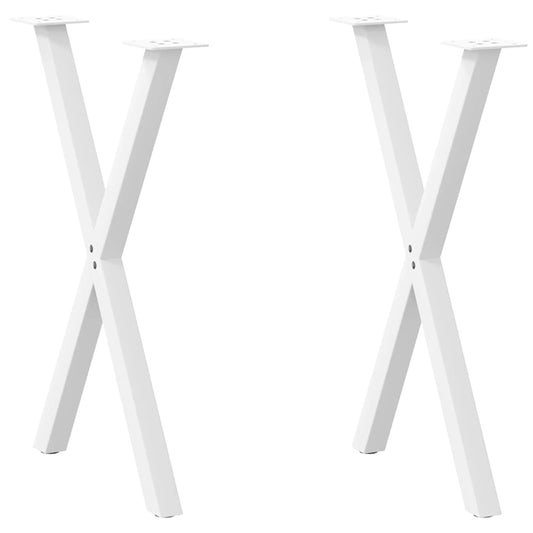 vidaXL Dining Table Legs X-Shaped 2 pcs White 50x(72-73) cm Steel