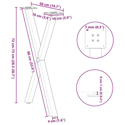 vidaXL Dining Table Legs X-Shaped 2 pcs Anthracite 50x(72-73) cm Steel