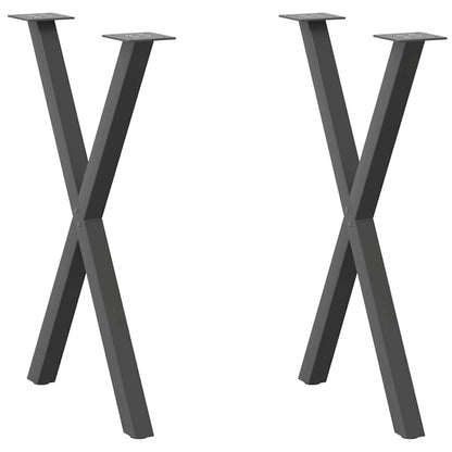 vidaXL Dining Table Legs X-Shaped 2 pcs Anthracite 57x(72-73) cm Steel