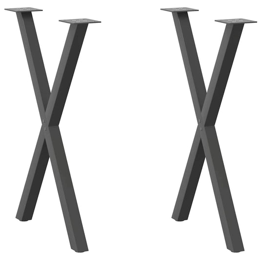 vidaXL Dining Table Legs X-Shaped 2 pcs Anthracite 57x(72-73) cm Steel