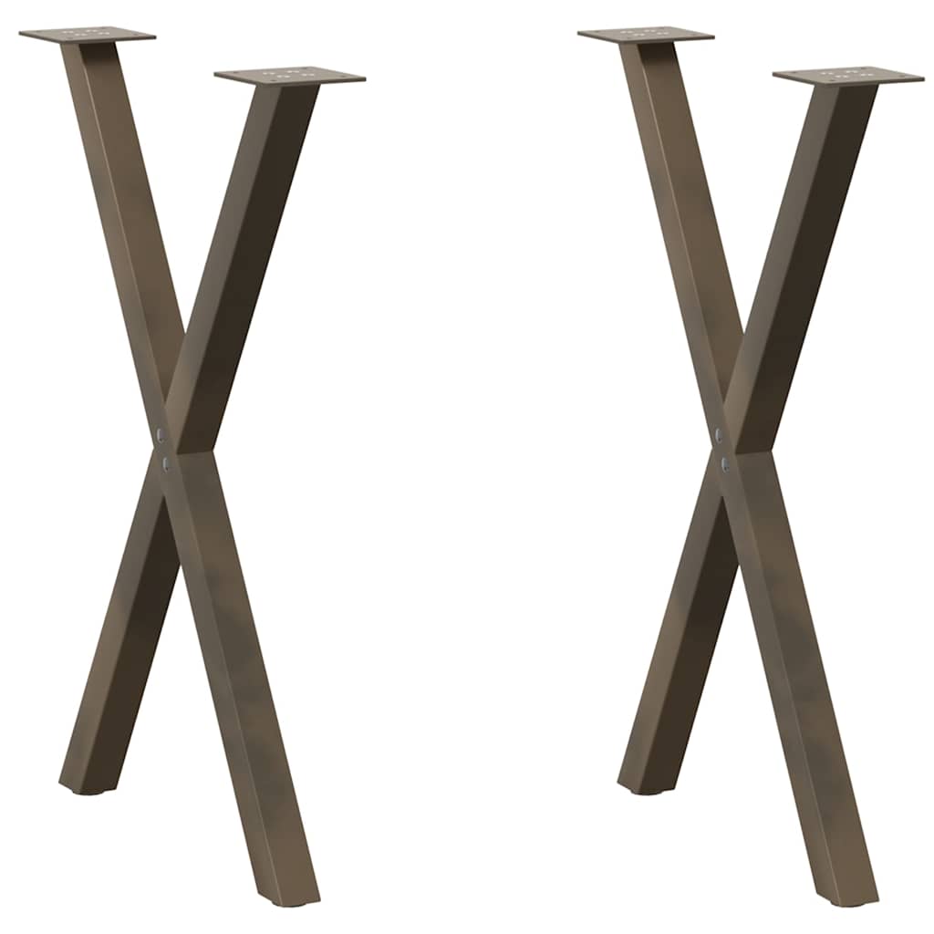 vidaXL Dining Table Legs X-Shaped 2 pcs Natural Steel 57x(72-73) cm Steel