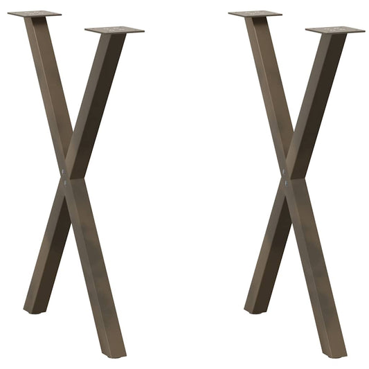 vidaXL Dining Table Legs X-Shaped 2 pcs Natural Steel 57x(72-73) cm Steel