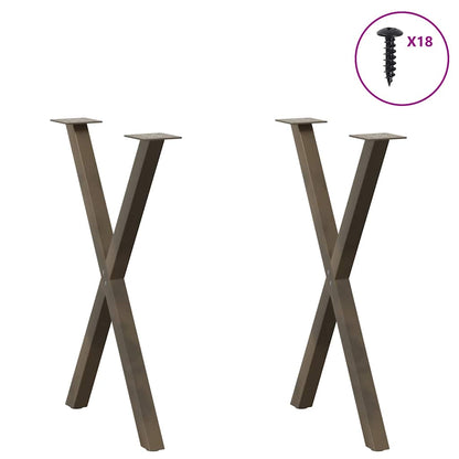 vidaXL Dining Table Legs X-Shaped 2 pcs Natural Steel 57x(72-73) cm Steel