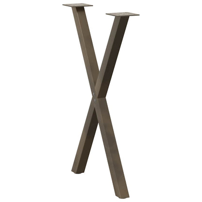 vidaXL Dining Table Legs X-Shaped 2 pcs Natural Steel 57x(72-73) cm Steel