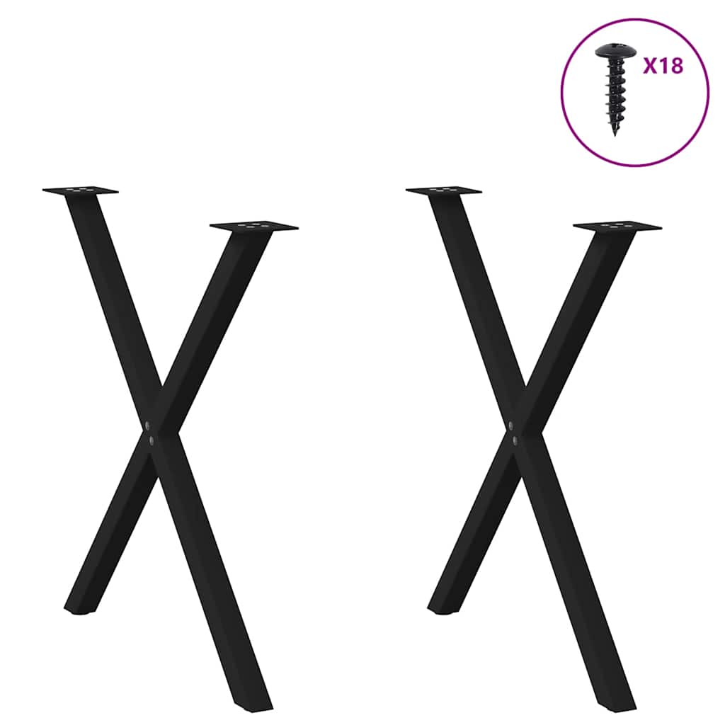 vidaXL Dining Table Legs X-Shaped 2 pcs Black 70x(72-73) cm Steel