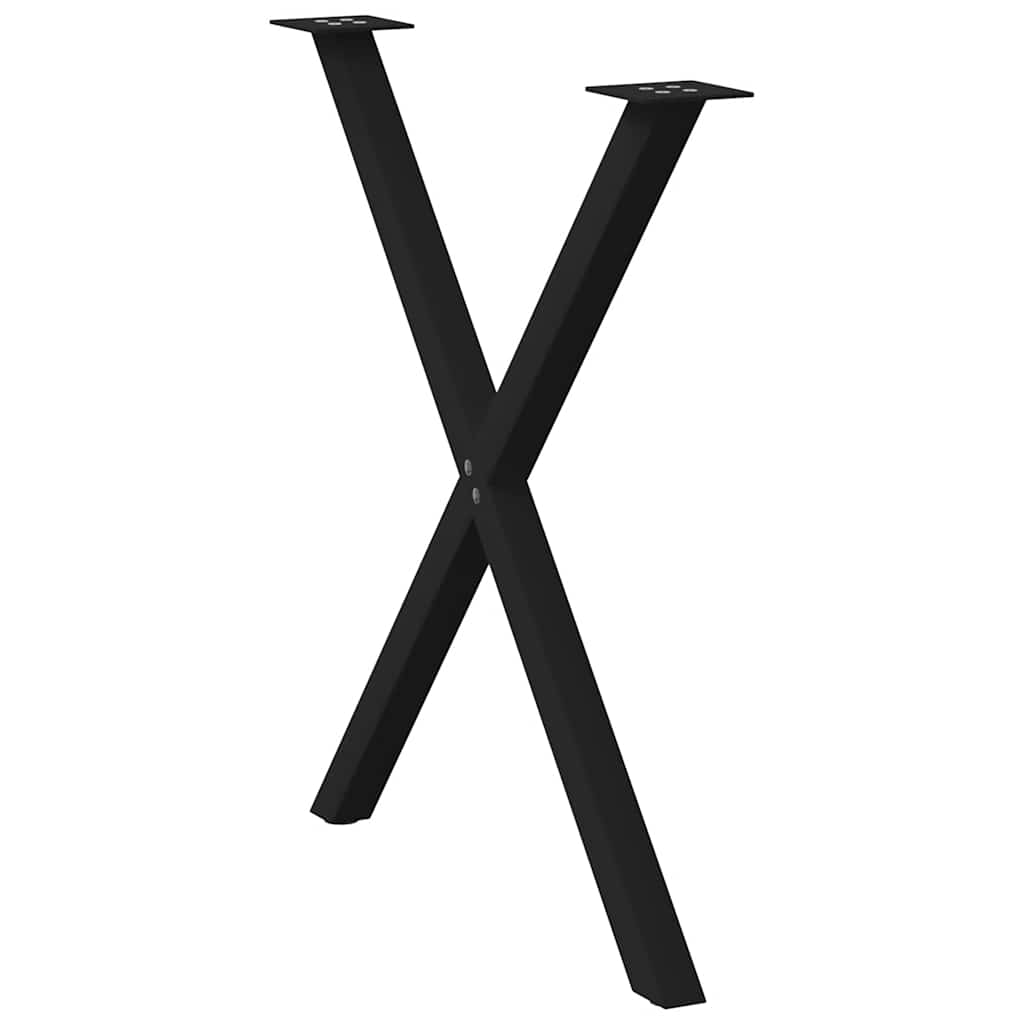 vidaXL Dining Table Legs X-Shaped 2 pcs Black 70x(72-73) cm Steel