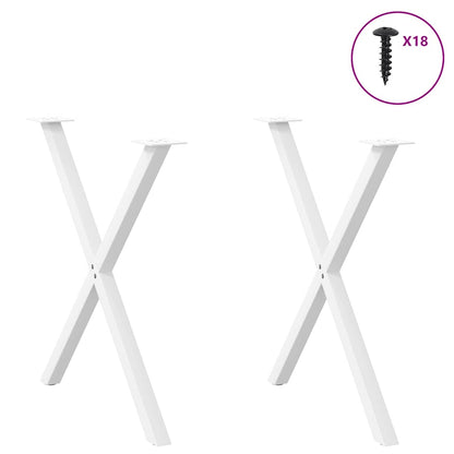 vidaXL Dining Table Legs X-Shaped 2 pcs White 70x(72-73) cm Steel