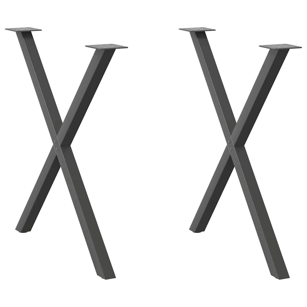 vidaXL Dining Table Legs X-Shaped 2 pcs Anthracite 70x(72-73) cm Steel