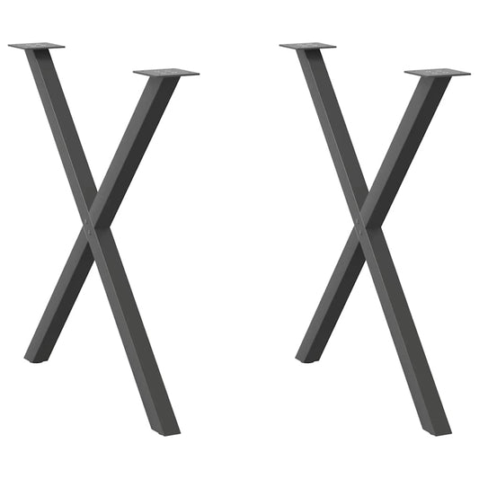 vidaXL Dining Table Legs X-Shaped 2 pcs Anthracite 70x(72-73) cm Steel