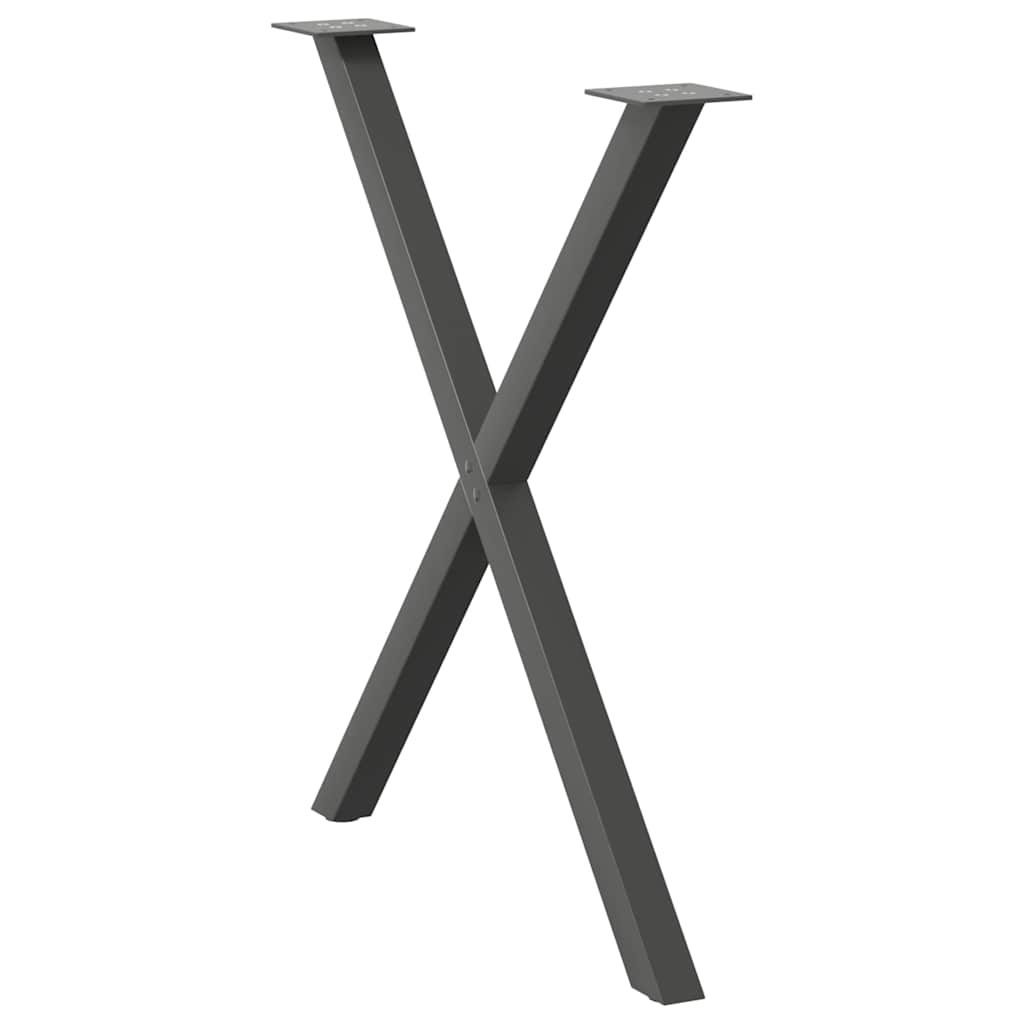 vidaXL Dining Table Legs X-Shaped 2 pcs Anthracite 70x(72-73) cm Steel