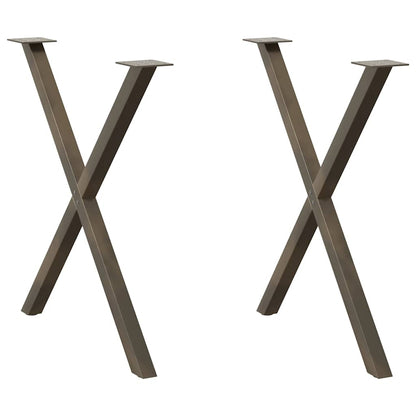vidaXL Dining Table Legs X-Shaped 2 pcs Natural Steel 70x(72-73) cm Steel
