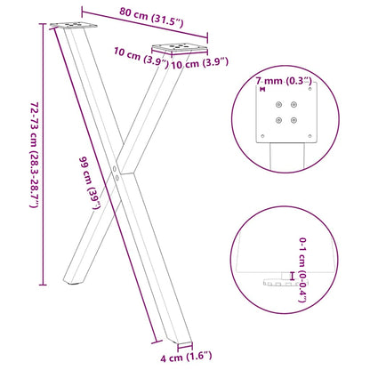 vidaXL Dining Table Legs X-Shaped 2 pcs Anthracite 80x(72-73) cm Steel