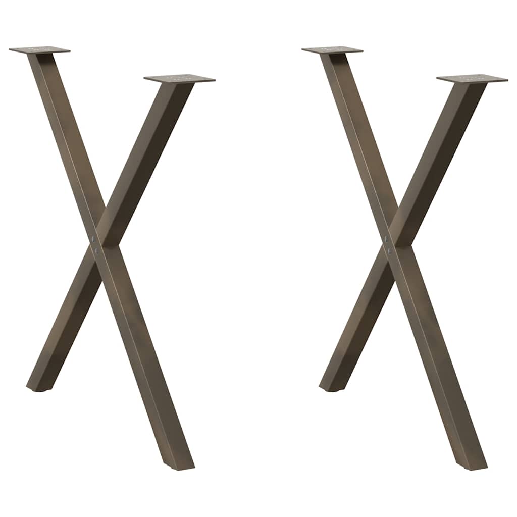 vidaXL Dining Table Legs X-Shaped 2 pcs Natural Steel 80x(72-73) cm Steel
