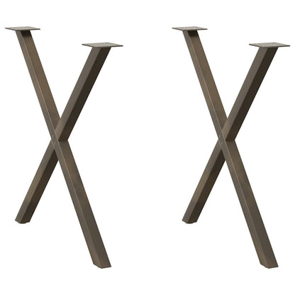 vidaXL Dining Table Legs X-Shaped 2 pcs Natural Steel 80x(72-73) cm Steel