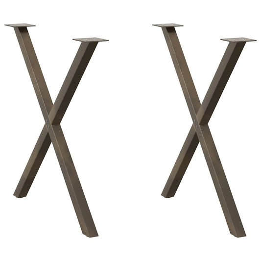 vidaXL Dining Table Legs X-Shaped 2 pcs Natural Steel 80x(72-73) cm Steel