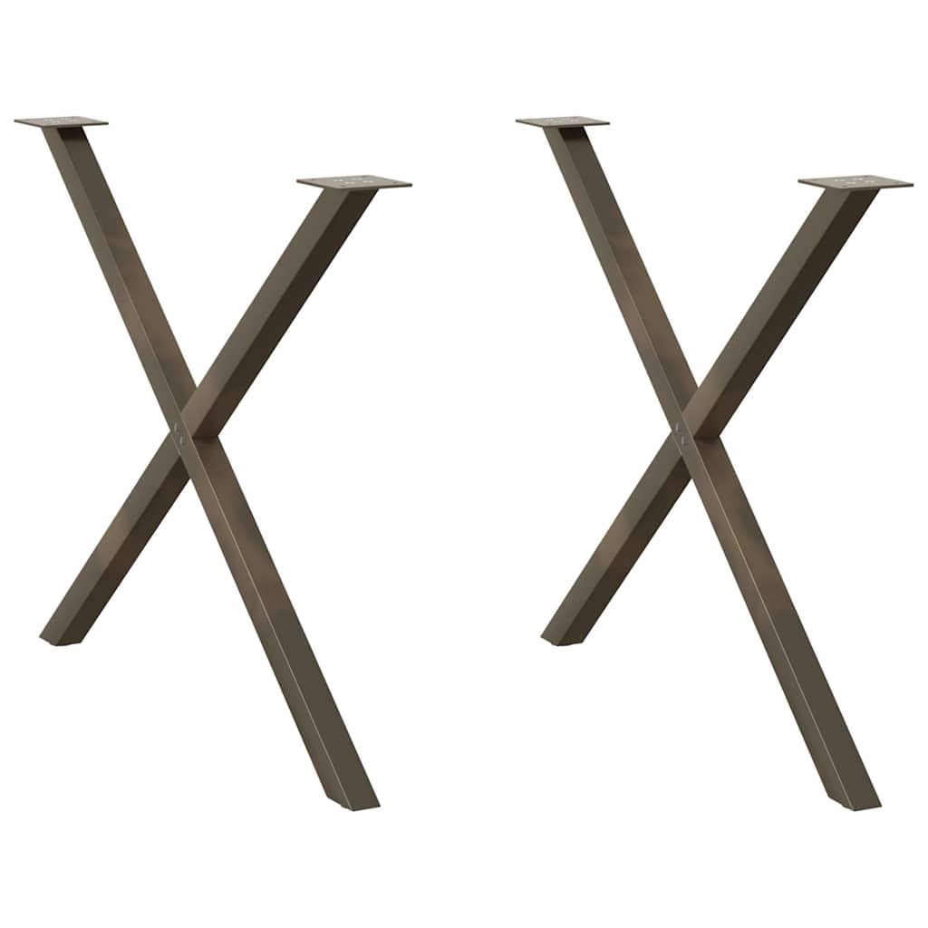 vidaXL Dining Table Legs X-Shaped 2 pcs Natural Steel 90x(72-73) cm Steel