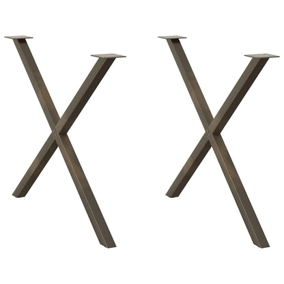 vidaXL Dining Table Legs X-Shaped 2 pcs Natural Steel 90x(72-73) cm Steel