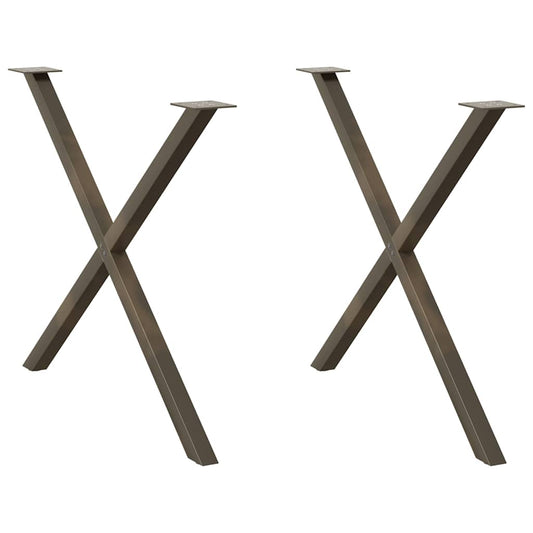 vidaXL Dining Table Legs X-Shaped 2 pcs Natural Steel 90x(72-73) cm Steel