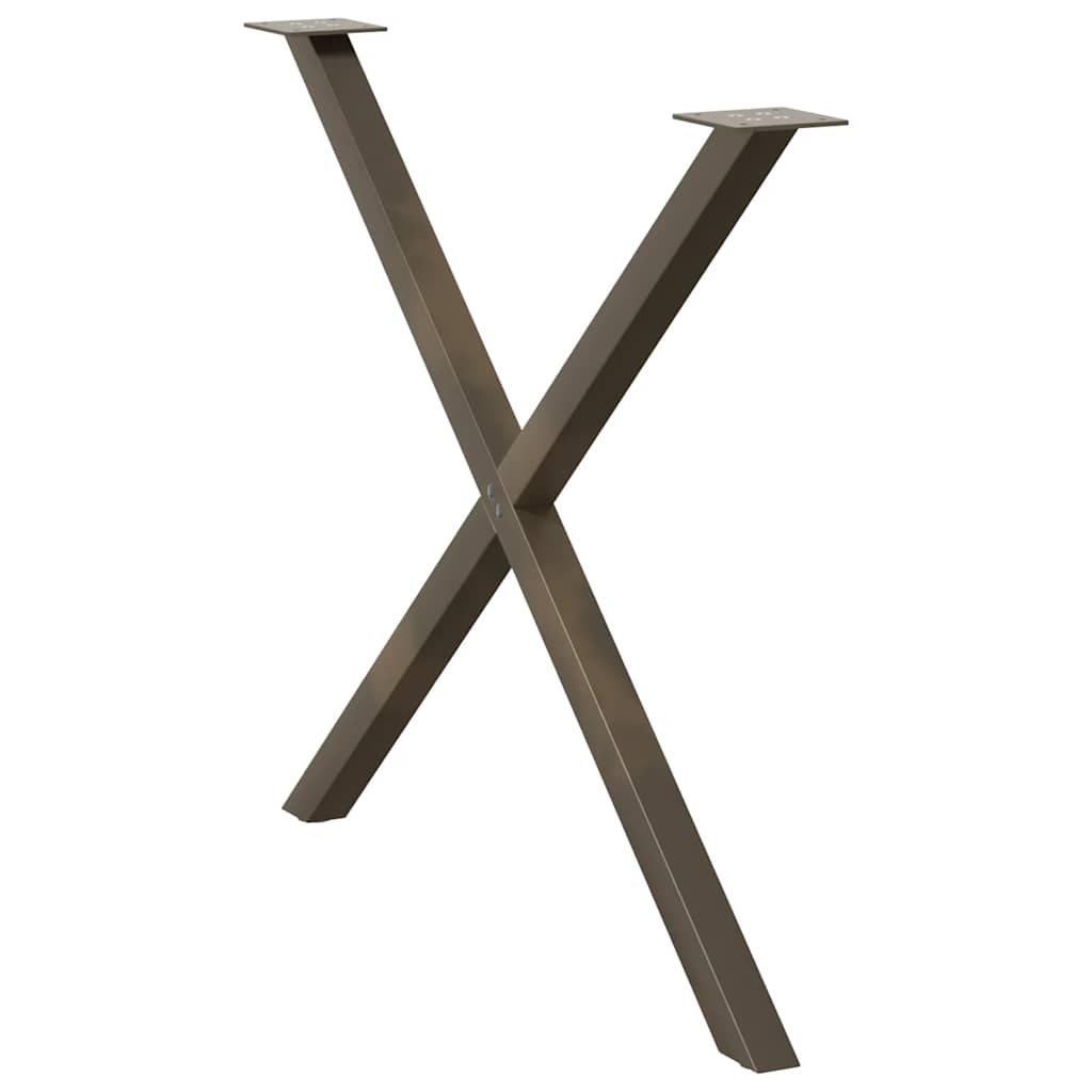 vidaXL Dining Table Legs X-Shaped 2 pcs Natural Steel 90x(72-73) cm Steel