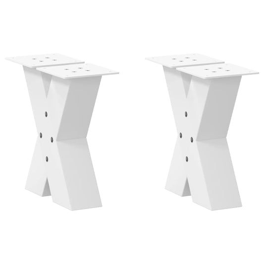 vidaXL Coffee Table Legs X-Shaped 2 pcs White 30x(30-31) cm Steel