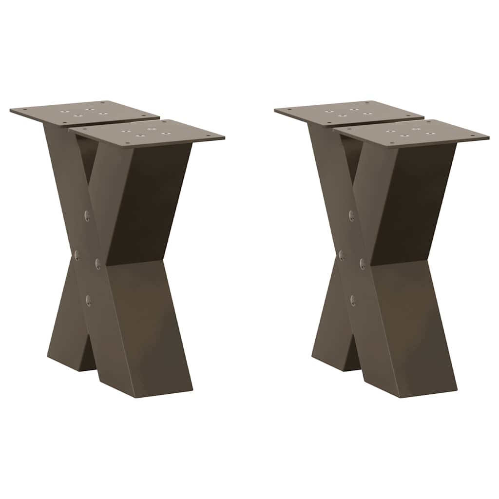 vidaXL Coffee Table Legs X-Shaped 2 pcs Natural Steel 30x(30-31) cm Steel