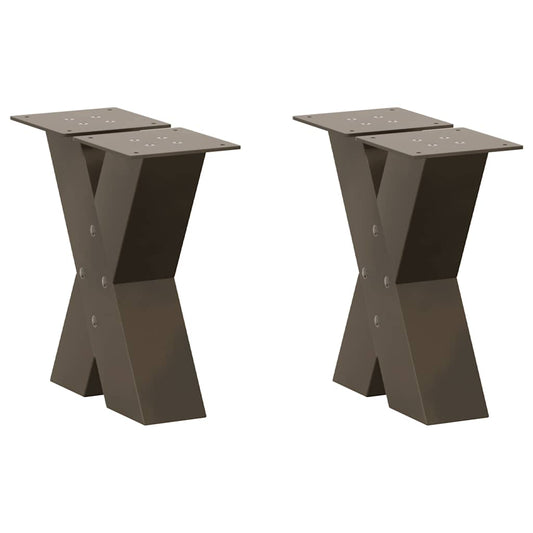 vidaXL Coffee Table Legs X-Shaped 2 pcs Natural Steel 30x(30-31) cm Steel