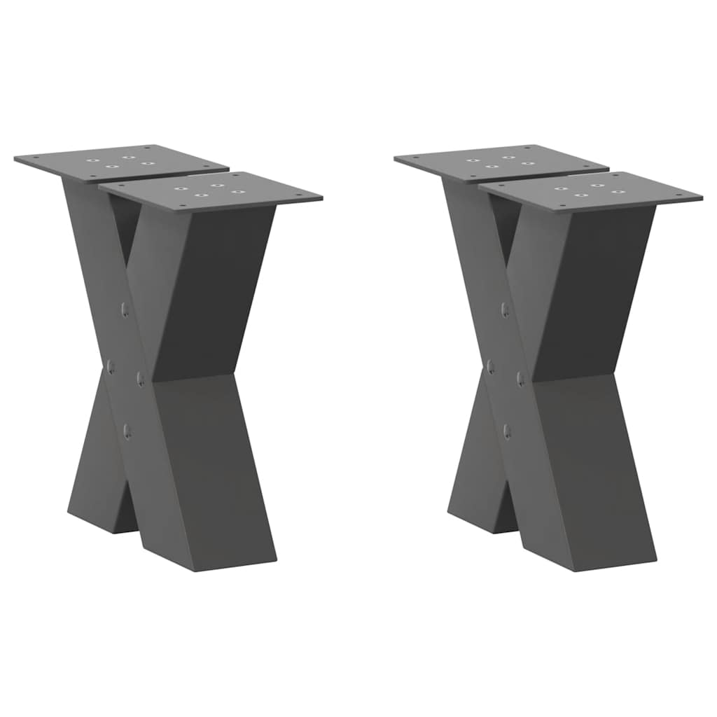 vidaXL Coffee Table Legs X-Shaped 2 pcs Anthracite 40x(30-31) cm Steel