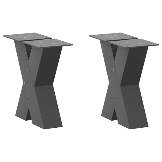 vidaXL Coffee Table Legs X-Shaped 2 pcs Anthracite 40x(30-31) cm Steel