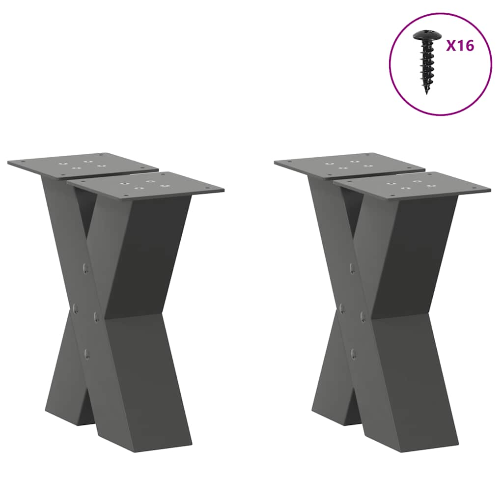 vidaXL Coffee Table Legs X-Shaped 2 pcs Anthracite 40x(30-31) cm Steel