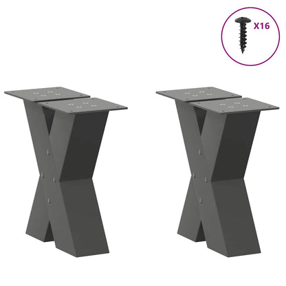 vidaXL Coffee Table Legs X-Shaped 2 pcs Anthracite 40x(30-31) cm Steel
