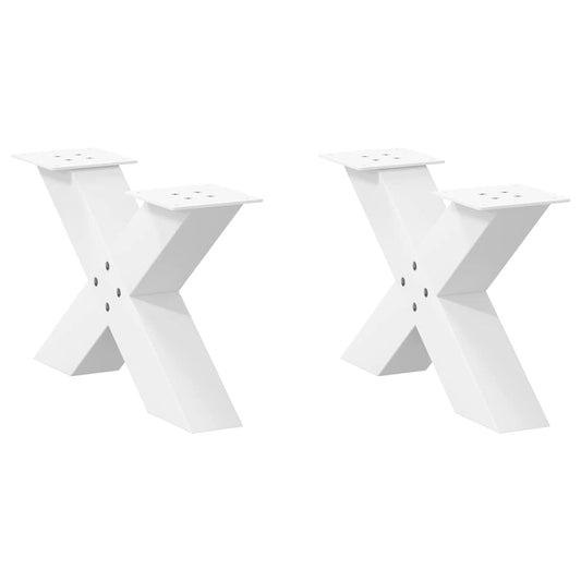 vidaXL Coffee Table Legs X-Shaped 2 pcs White 50x(30-31) cm Steel