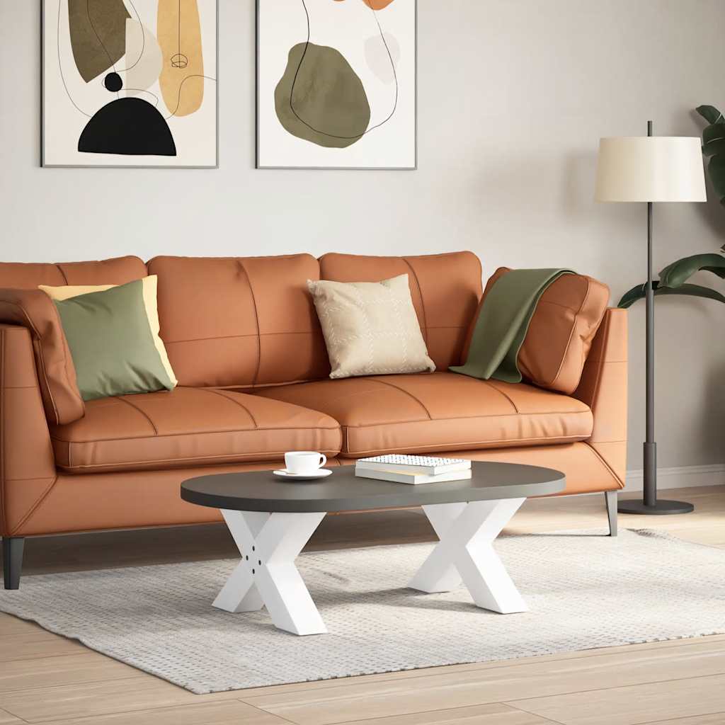 vidaXL Coffee Table Legs X-Shaped 2 pcs White 50x(30-31) cm Steel