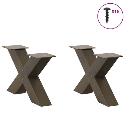 vidaXL Coffee Table Legs X-Shaped 2 pcs Natural Steel 50x(30-31) cm Steel