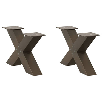 vidaXL Coffee Table Legs X-Shaped 2 pcs Natural Steel 60x(30-31) cm Steel