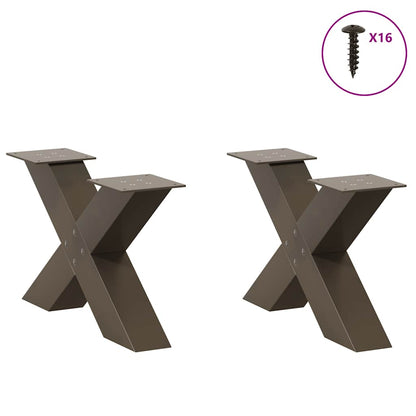vidaXL Coffee Table Legs X-Shaped 2 pcs Natural Steel 60x(30-31) cm Steel
