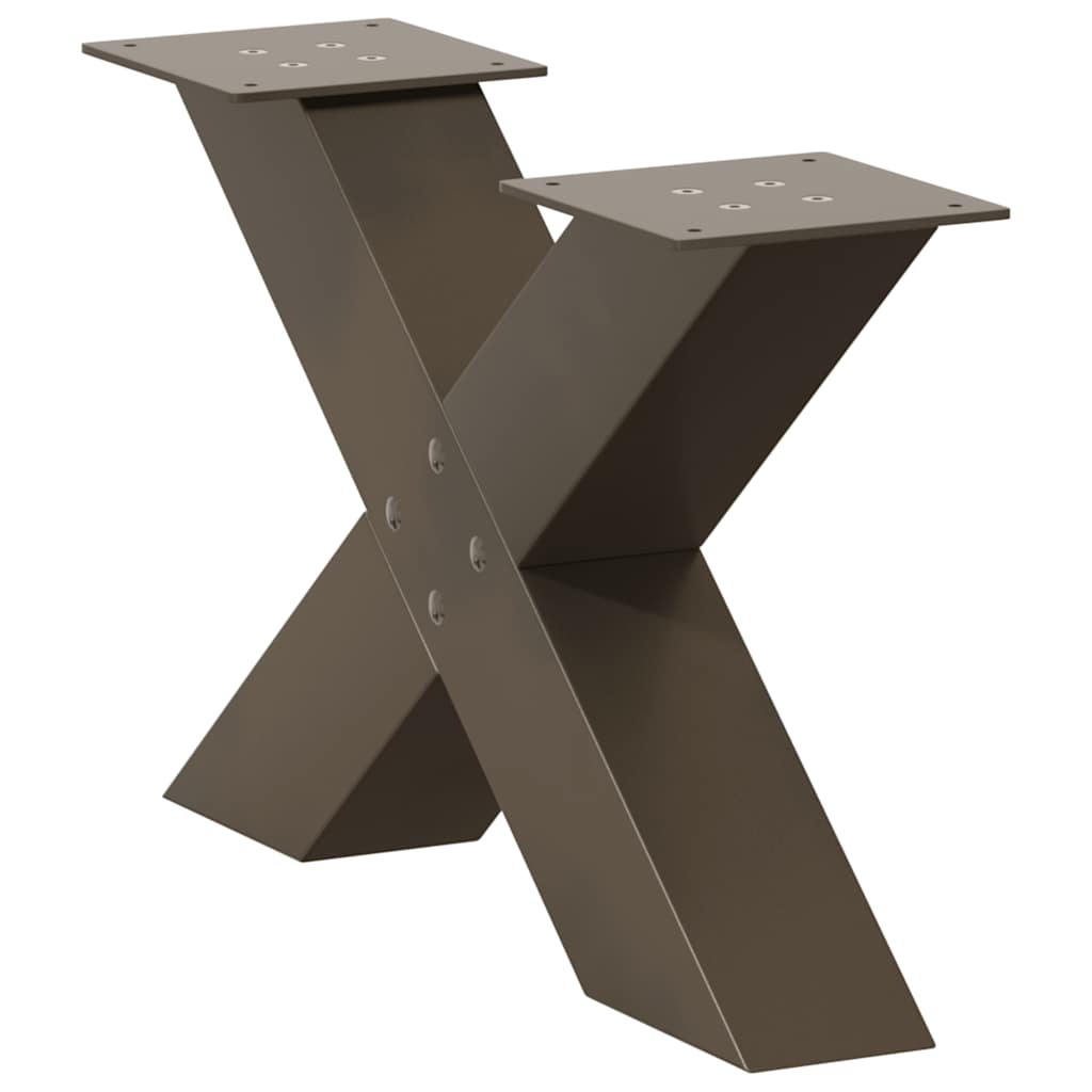 vidaXL Coffee Table Legs X-Shaped 2 pcs Natural Steel 60x(30-31) cm Steel