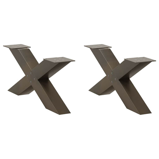 vidaXL Coffee Table Legs X-Shaped 2 pcs Natural Steel 70x(30-31) cm Steel