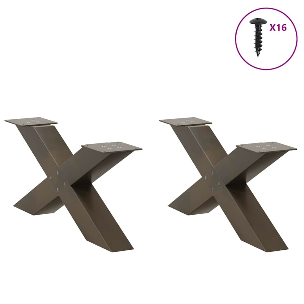 vidaXL Coffee Table Legs X-Shaped 2 pcs Natural Steel 70x(30-31) cm Steel