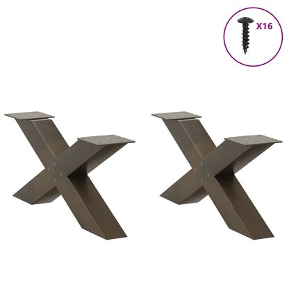 vidaXL Coffee Table Legs X-Shaped 2 pcs Natural Steel 70x(30-31) cm Steel