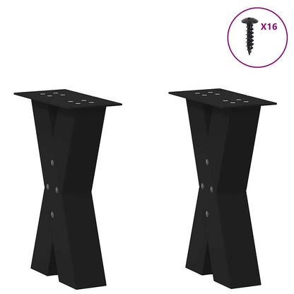 vidaXL Coffee Table Legs X-Shaped 2 pcs Black 28x(42-43) cm Steel