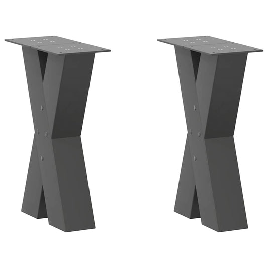 vidaXL Coffee Table Legs X-Shaped 2 pcs Anthracite 28x(42-43) cm Steel