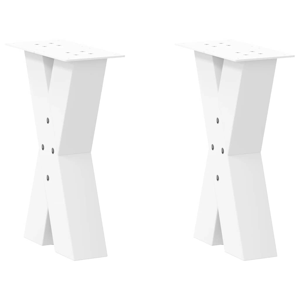 vidaXL Coffee Table Legs X-Shaped 2 pcs White 38x(42-43) cm Steel