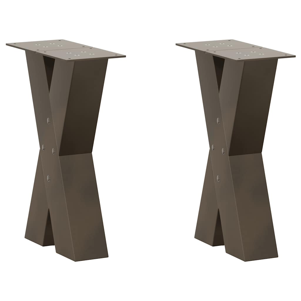 vidaXL Coffee Table Legs X-Shaped 2 pcs Natural Steel 38x(42-43) cm Steel