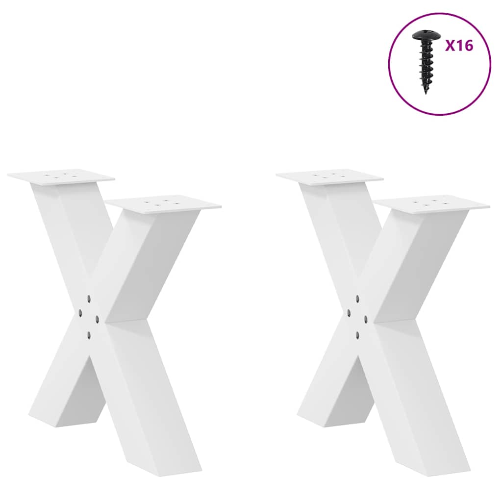 vidaXL Coffee Table Legs X-Shaped 2 pcs White 50x(42-43) cm Steel