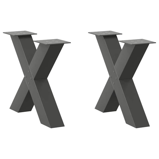 vidaXL Coffee Table Legs X-Shaped 2 pcs Anthracite 50x(42-43) cm Steel